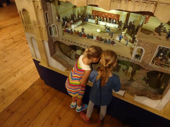 Children exploring the model of Norwich Castle Keep-credit Mark Ivan Benfield