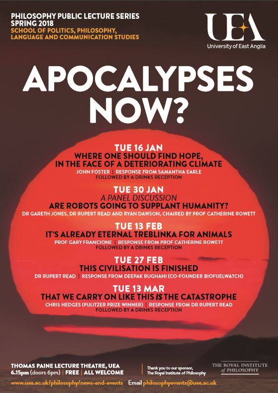Philosophy Public Lecture Series 2018 – Apocalypses Now?