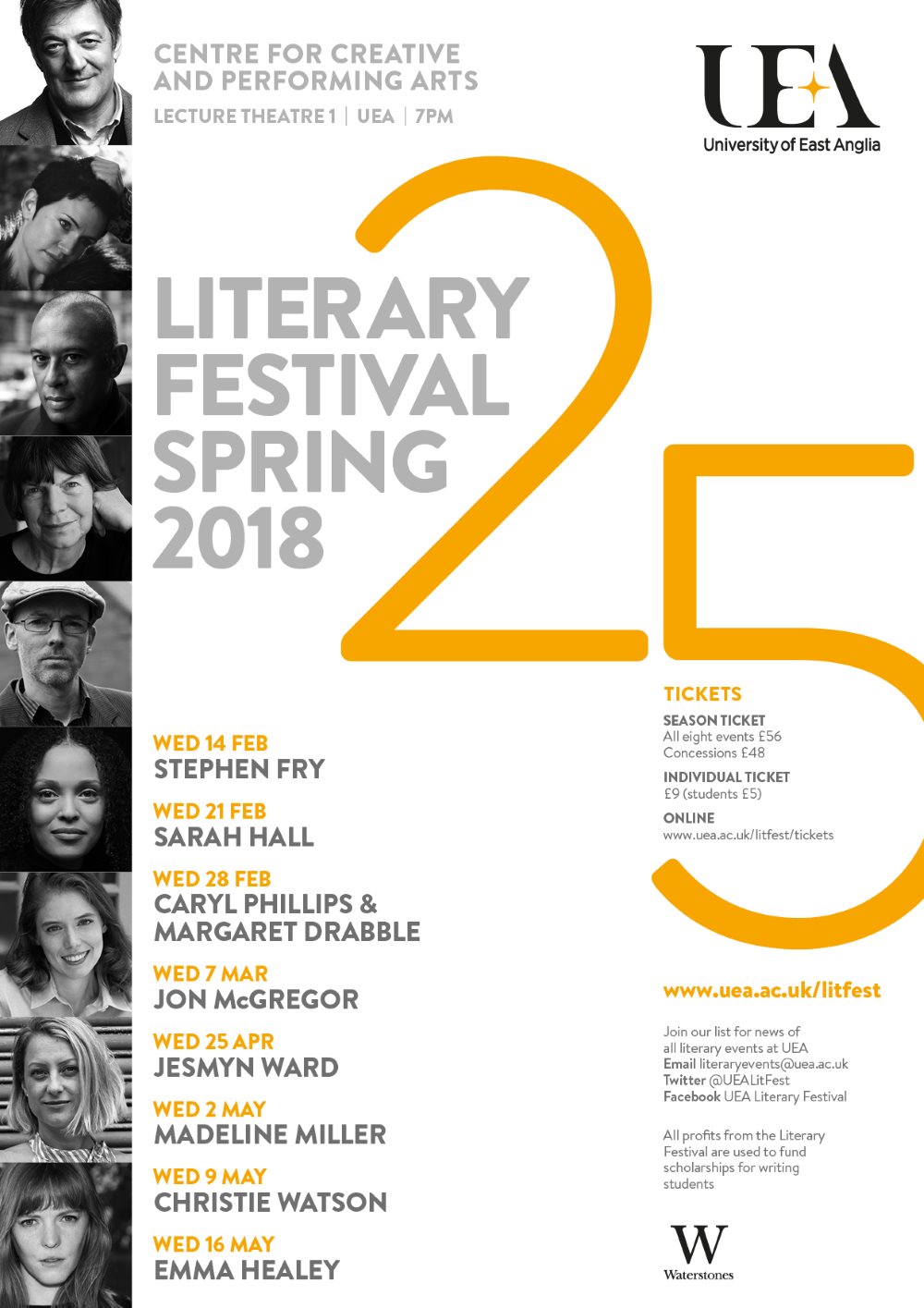 UEA 25th Spring Literary Festival line-up announced!